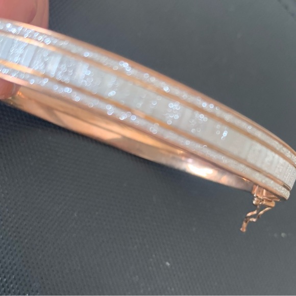Milor Sterling silver with rose gold plated and CZ sparkly bangle - Picture 5 of 10